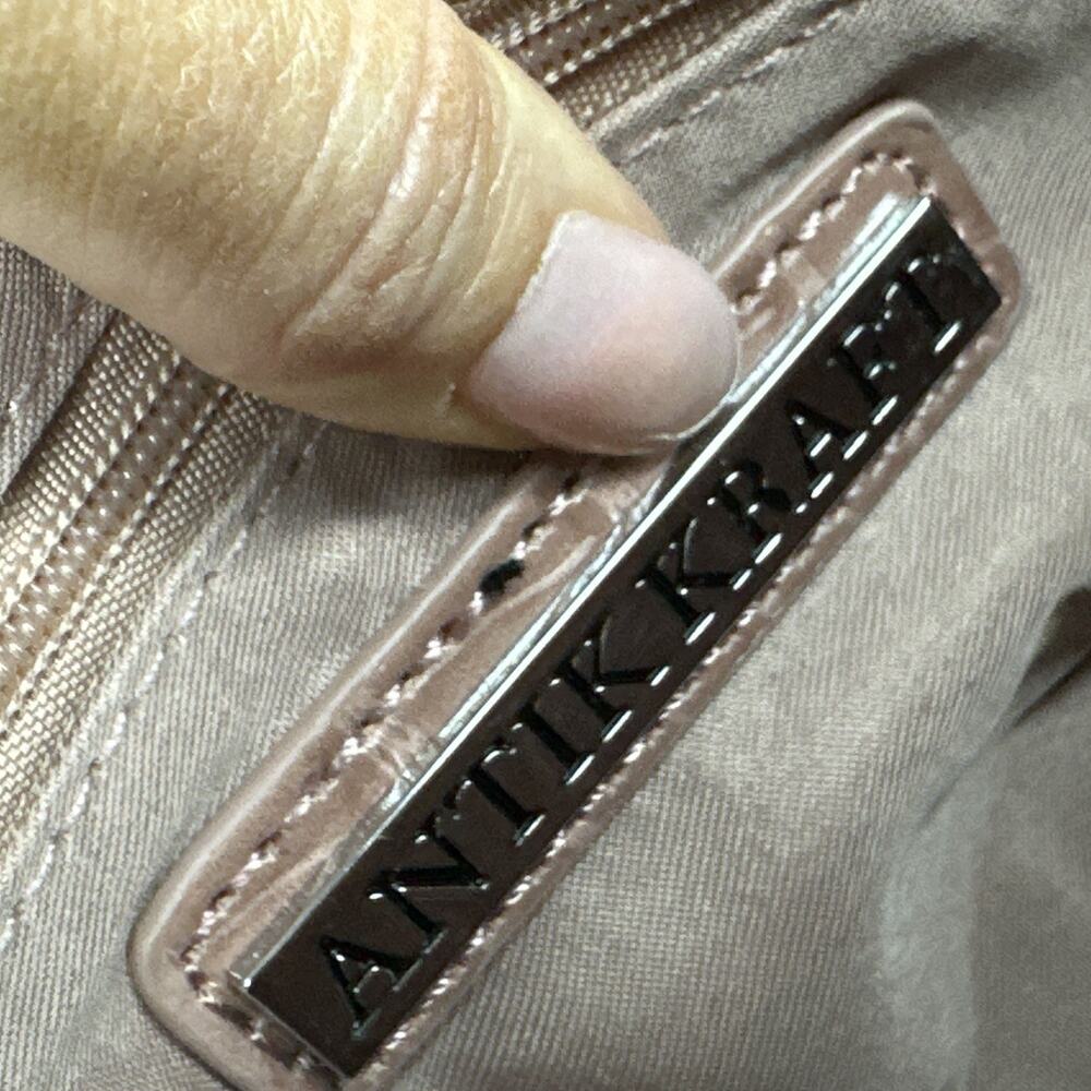Antik Kraft Croc Embossed Top Handle Mini Crossbody Bag Vegan Leather Tan EUC - Picture 8 of 14
